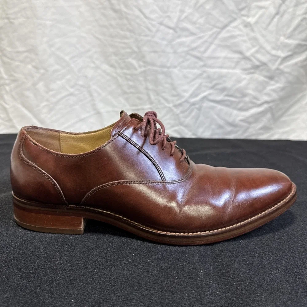 Cole Haan Men's 9.5M C12848 Brown Leather Lace Up Oxfords Dress Shoes
